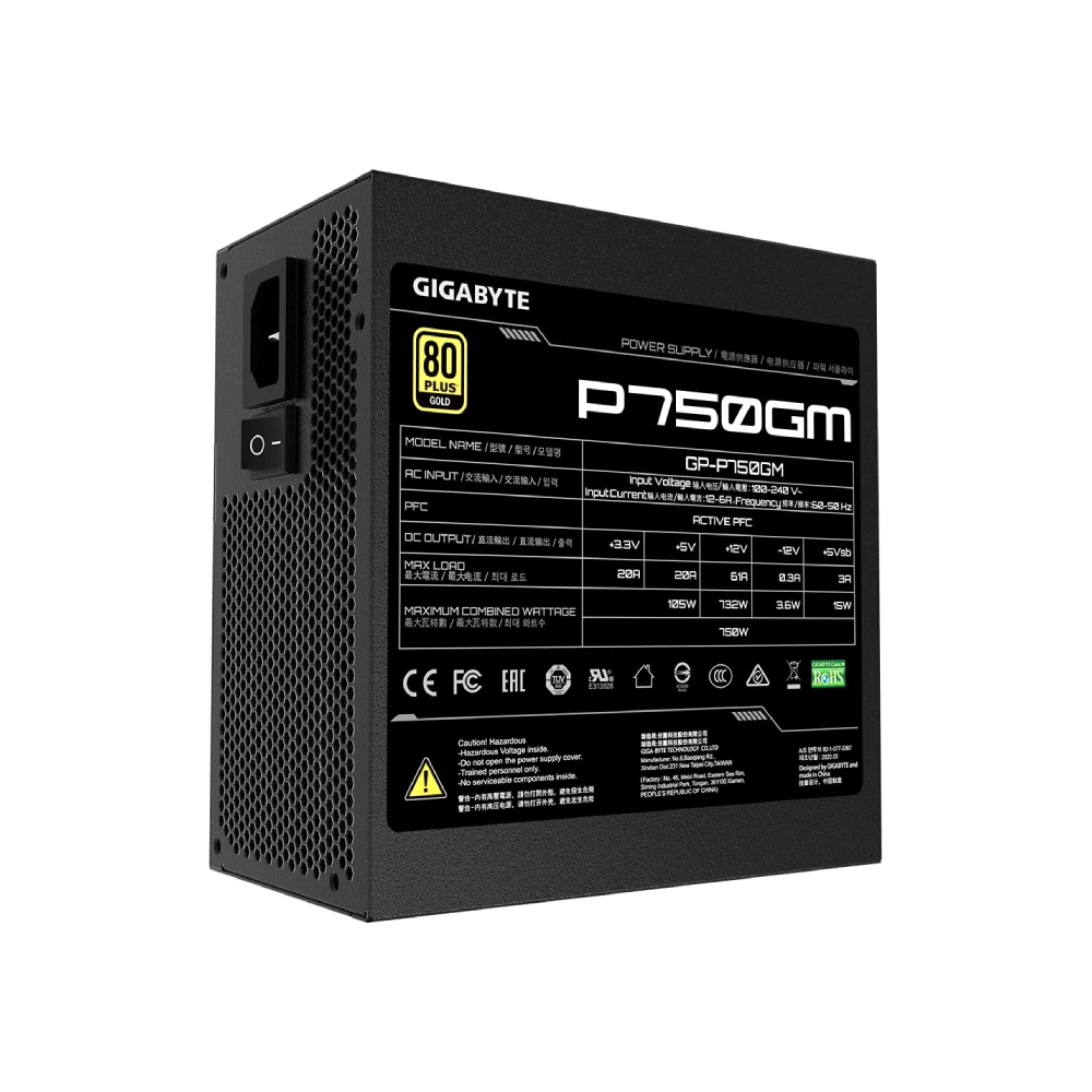 Gigabyte Desktop Power Supply 750w 80 Plus Gold (GP-P750GM) view 3